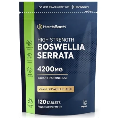 Image of Boswellia Serrata Extract 4200mg 65% Boswellic Acid 120 Vegan Tablets Indian Frankincense Supplement by Horbaach
