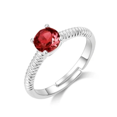 Image of Philip Jones Red Adjustable Crystal Ring Created with Zircondia® Crystals