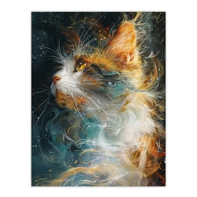 Image of Artery8 Dreamy Orange Maine Coon Cat Lover Pet Portrait For Living Room Large Wall Art Poster Print Thick Paper 18X24 Inch