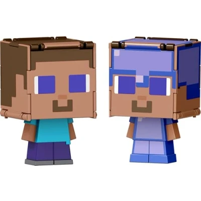 Image of Mattel Minecraft Flippin’ Figs Figures Collection with 2 in 1 Fidget Play, 3.75 Scale, Large Heads &amp; Pixelated Design (Characters May Vary)