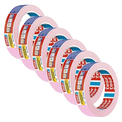 Image of tesa 4333 00018 01 Precision Sensitive, Razor Sharp Edge and Low Tack Masking Tape for Indoor Painting Decorating, Residue Free Removal, 50 m x 25 mm, 6 rolls