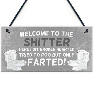 Image of RED OCEAN Bathroom Sign For Door Funny Shabby Chic Toilet Loo Home Decor