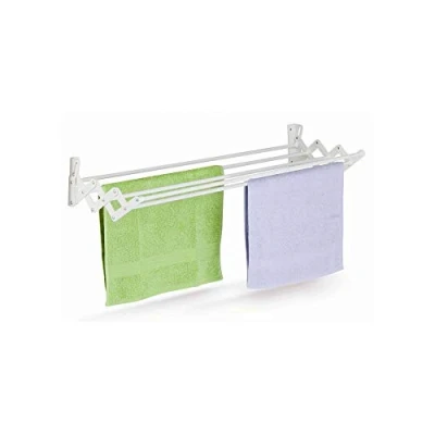 Image of Casabriko Bellows Clothes Drying Rack, Steel and Resin, White, 80 cm