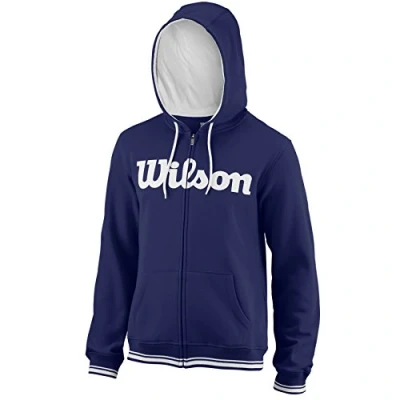 Image of Wilson Men M Team Script FZ Hoody Sweatshirt, Blue (Blue Depths/White), 2X Large