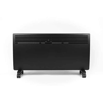 Image of Devola Electric Panel Heater Low Energy Wall Radiator, Eco Warm Efficient Convector, Free Standing or Floor Stand, Adjustable Thermostat with Programmable Timer, Lot 20, 2000W, DVM20B Black