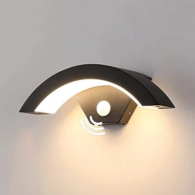 Image of Mjsdjof Black Arch Design Wall Sconces, Integrated LED Motion Sensor PIR Outdoor Light, Modern Weatherproof (IP54) Fixture Security Lamp for Porch, Gardens, Driveways