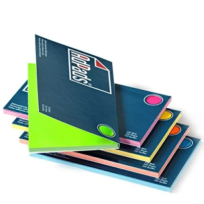 Image of AdPads® Electrostatic Self Adhesive Presentation Cards, 175 x 100 mm, 500 Sheets, Colourful, Large Static Sticky Notes, Movable and Slidable on Any Surface