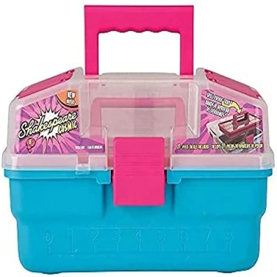 Image of Shakespeare Cosmic Tackle Box One Size, Storage Box, Management, Kids Fishing, Play with Spill Proof Tray and 27 Piece including Floats, Hooks, Bait Unisex, Pink