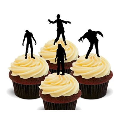 Image of Made4You Zombie Silhouettes Edible Cupcake Toppers Stand up Wafer Cake Decorations (Pack of 24)