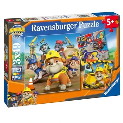 Image of Ravensburger Paw Patrol Rubble &amp; Crew Toys and Gifts 3x 49 Piece Jigsaw Puzzles for Kids Age 5 Years +