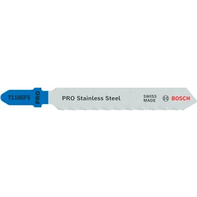 Image of Bosch 5x PRO Stainless steel T118GFS Jigsaw Blade (for sheets, Length 83 mm, Professional Accessory Jigsaw)