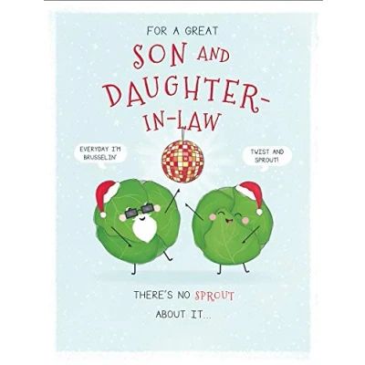 Image of Piccadilly Greetings Humour Christmas Card Son &amp; Daughter in Law 8 x 6 inches