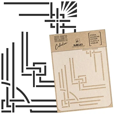 Image of NAKLEO DIY Reusable Plastic Stencil Art Deco Frames Borders 1 Craft Wall Painting Pattern Template Scrapbooking Decoupage Fabric Furniture Wood (A5)