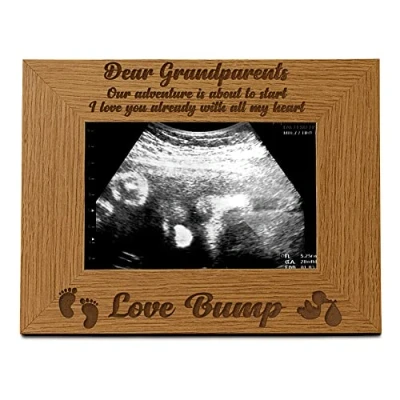Image of ukgiftstoreonline New Baby Pregnancy Scan Wooden Photo Frame Grandparents Gift (5 x 7 Inch)