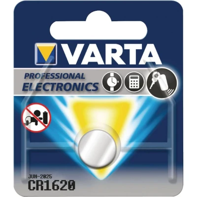 Image of Varta CR 1620 Primary Lithium Button 3 V Batteries (Lithium V, Pack of 1) 60 mAh 16 mm