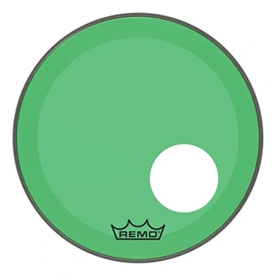 Image of Remo Powerstroke 3 Colortone Green Bass Schlagzeugfell Drum Head, 18&quot; Ported P3 1318 CT GNOH