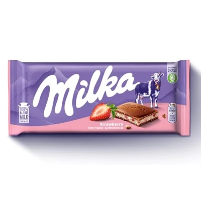 Image of Milka Strawberry Yoghurt Chocolate Bar 100g