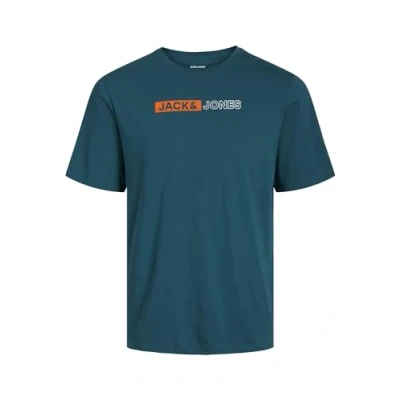 Image of JACK &amp; JONES Men&#039;s Jjecorp Logo Tee Play SS O Neck Noos T Shirt, Deep Teal/Print:Play 5, XS