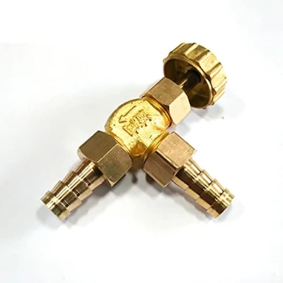 Image of 1/4&quot; Brass Needle Valve Propane Butane Gas Adjuster Barbed Spigots 1 Mpa Elbow Control Replacement for Water Oil Two Way Flowing (Angle Adjust Valve,DN Ф8mm)