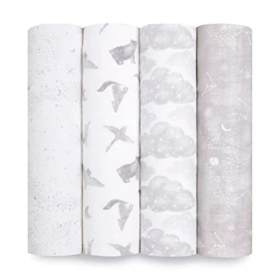 Image of aden + anais™ large swaddles 4 pack organic cotton muslin map the stars