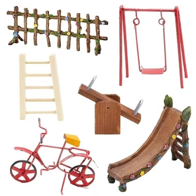 Image of Toyland® 7 Piece Fairy Garden Playtime Accessory Set Miniature Accessories