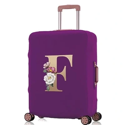 Image of Printed Design Travel Trolley Case Cover Protector Washable Suitcase Luggage Storage Covers for 18 28 inch (purple gold F, M (22 25 Luggage))
