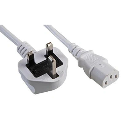 Image of Pro Elec PE01052 UK Plug to IEC C13 Power Cable, 1 m, White