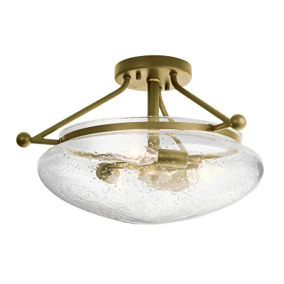 Image of Kichler Belle 3 Light Semi Flush Mount Brushed Natural Brass