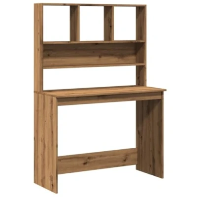 Image of vidaXL Desk with Shelves Writing Study Desk, Engineered Wood, Rectangular, Artisan Oak, 102x45x148 cm Bedroom/Office Furniture