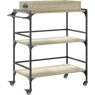 Image of vidaXL Kitchen Trolley Sonoma Oak 81.5x41x92.5 cm Engineered Wood