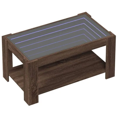 Image of vidaXL Coffee Table with LED Brown Oak 93x53x45 cm Engineered Wood