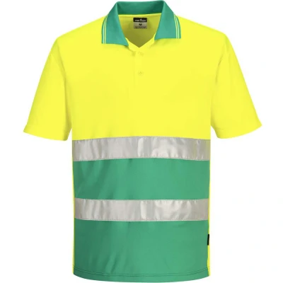 Image of Portwest Hi Vis Lightweight Contrast Polo Shirt S/S Yellow/Teal 4XL