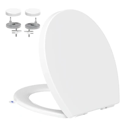 Image of YEAUPE PRO Toilet Seat Soft Close Hygienic Lifting Handle,Quick Release Hinges,Adjustable ABS Loo Toulet for Bathrooms Bowl Lid,Heavy Duty 150kg,Easy Cleaning,Standard O Shape,44.6 * 37.15CM,White