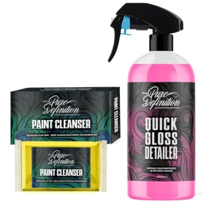Image of Pure Definition Car Clay Bar Detailing Kit, 100g Medium Grade Block and Detail Lube Spray Amazing Paintwork Finish Cleaning (1000ml + Clay)