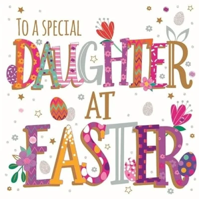 Image of Special Daughter Foiled &amp; Embellished Easter Card Talking Pictures Greeting