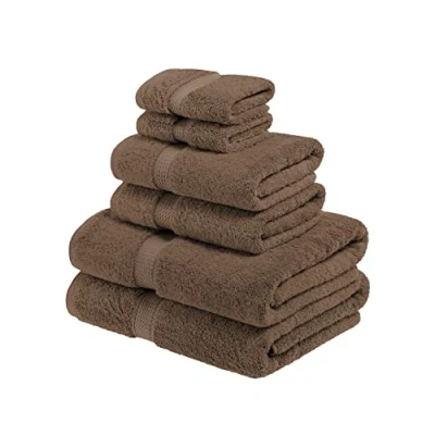Image of Superior 900 Gram Long Staple Combed Cotton 6 Piece Towel Set, Chocolate