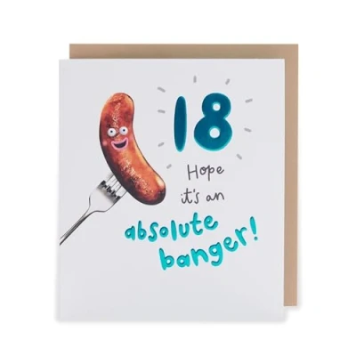 Image of UK Greetings 18th Birthday Card for Him/Her/Friend Absolute Banger! Design