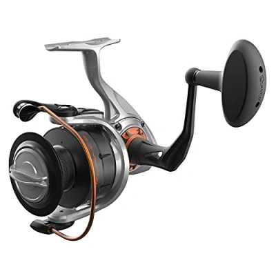 Image of Quantum Reliance Spinning Fishing Reel, Size 65 Changeable Right or Left Hand Retrieve, Anti Corrosive Bearings, Water Tight Seal, Saltguard Protection, Silver/Black