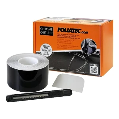 Image of Foliatec &#039;Chrome Out&#039; Set Black Glossy Foil strip 5cm x 15m
