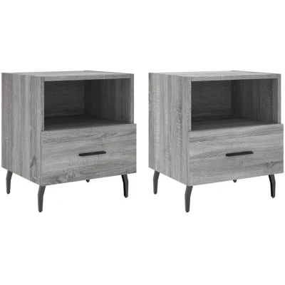 Image of vidaXL Bedside Cabinets 2 pcs Grey Sonoma 40x35x47.5 cm Engineered Wood