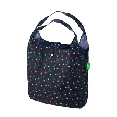 Image of ECO CHIC Lightweight Foldable Reusable Shopping Bag Water Resistant Tote (Yachts Navy)