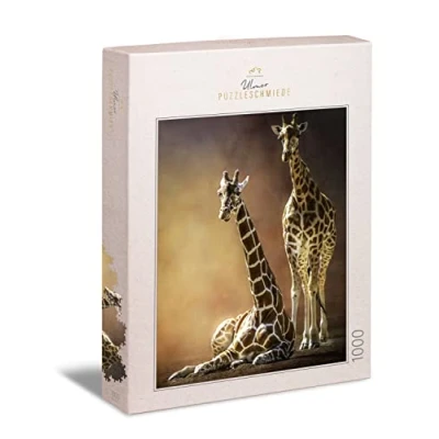 Image of Ulmer Puzzleschmiede Giraffe Love Puzzle Original Animal Portrait as 1000 Pieces Wildlife the Couple Poses for Together Photo in Style of a Photography