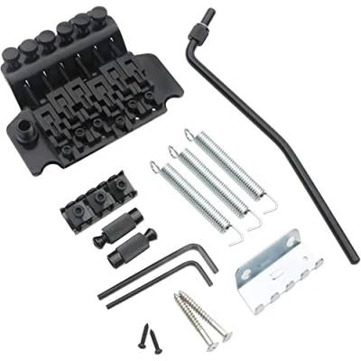 Image of Pxyelec Black Electric Guitar Tremolo Bridge with Bar Double Strat Locking for Floyd Rose