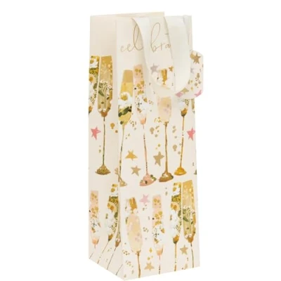 Image of Glick Large Bottle Gift Bag, Flutes, 125 x 360 120 mm, Luxury Recyclable Bag for Birthdays, Wedding, Anniversary, Engagement &amp; Celebrations