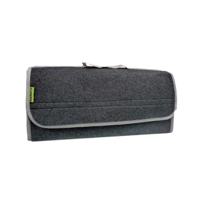Image of Sakura Large Flip Top Boot Organiser for Cars and Other Vehicles SS5233 Dark Grey Carpet Material, Hook Loop, Carry Handle, 50 x 23 15 cm