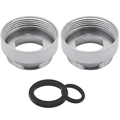 Image of Faucet Adaptor 2PCS Aerator Connector Solid Metal Kitchen Tap for Water Purifier (24mm Female to 22mm Male)