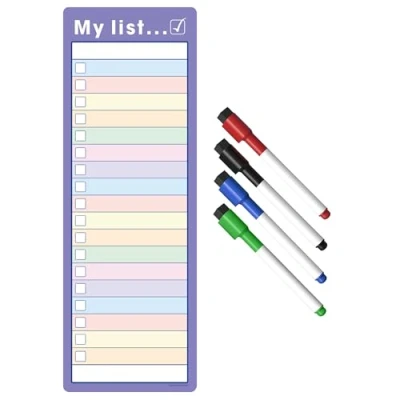 Image of The Magnet Shop Magnetic to Do List and Weekly Planner Slim A3 Organise Your Chores, Housework, Office Business Tasks with Our Dry Wipe Boards 4 Erase Pens! (Colour/Purple)