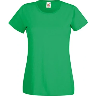 Image of Fruit of the Loom Ladies Fit Valueweight Colours Short Sleeve Cotton T Shirt, Green Kelly Green, Large
