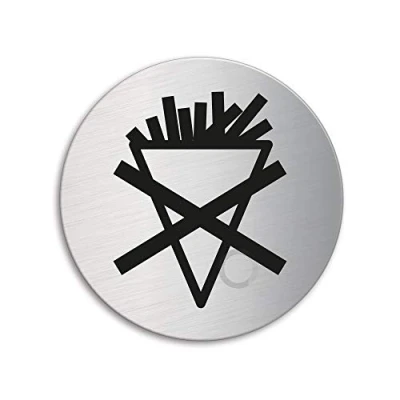 Image of Door Sign No Food behind this point Stainless Steel dia. 75 mm self adhesive No. 39241