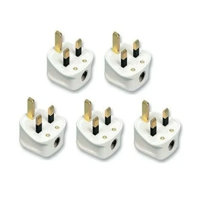 Image of 5/10/20 13AMP 3 PIN PLUG FUSED WHITE MAINS PLASTIC UK 13A PACK SOCKET HEAVY DUTY ELECTRICAL (5)